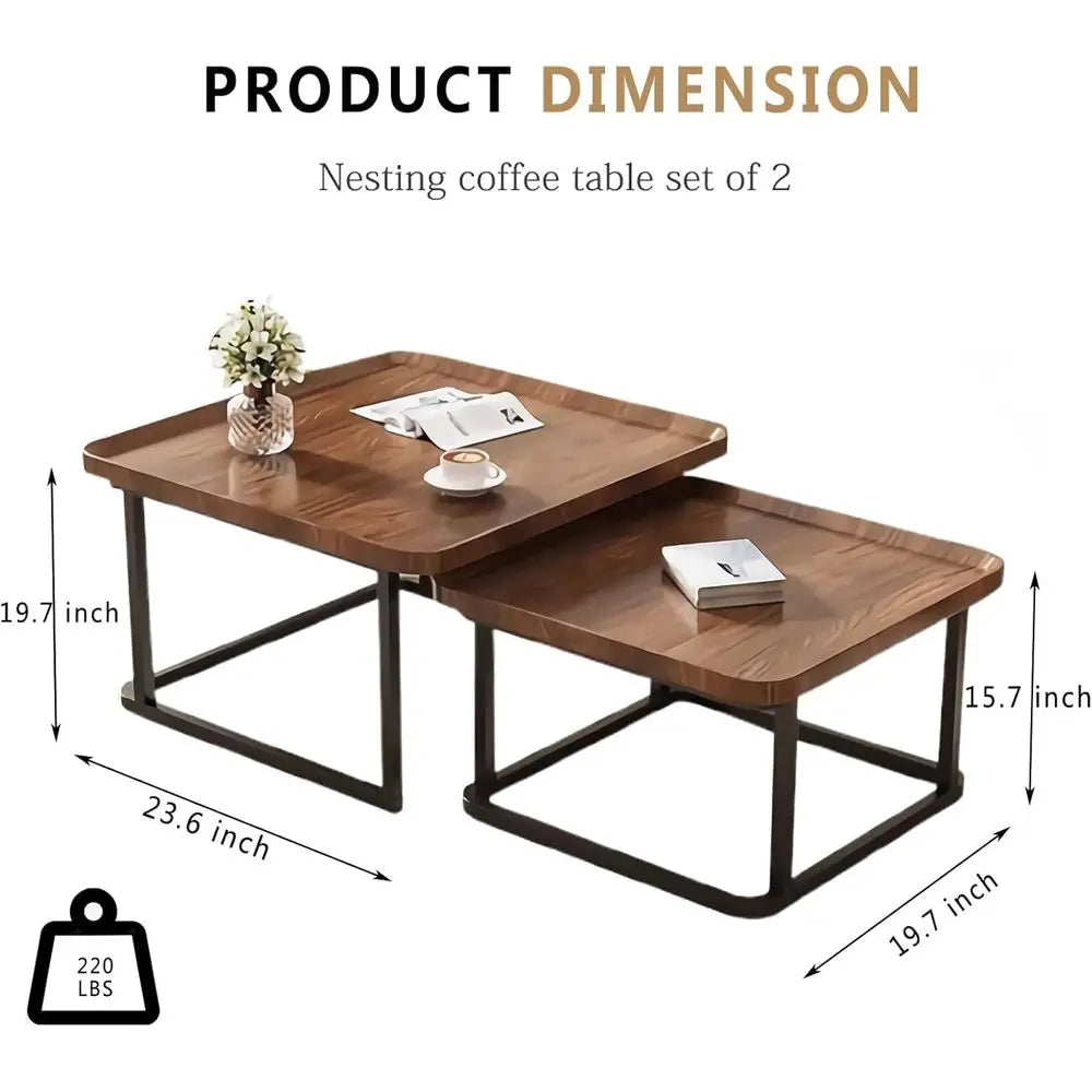 Fluted Square Nesting Table Set