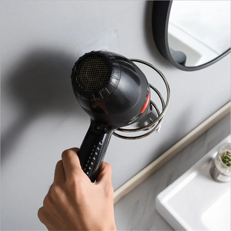 Stainless Steel Hair Dryer Holder Wall Mounted Storage Organizer