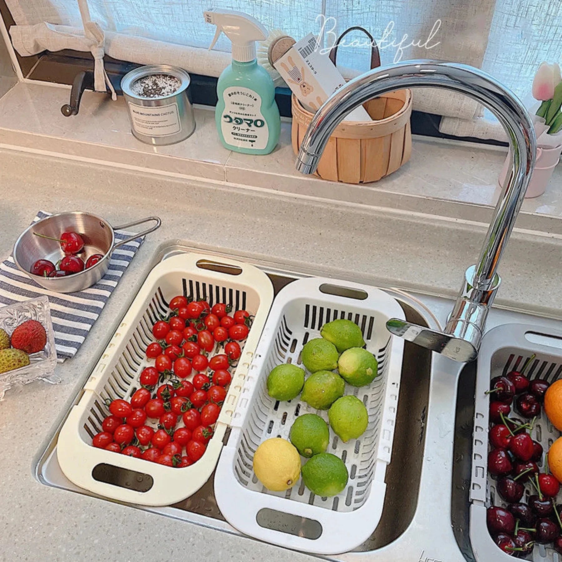 Extendable Over-Sink Fruit Drainer