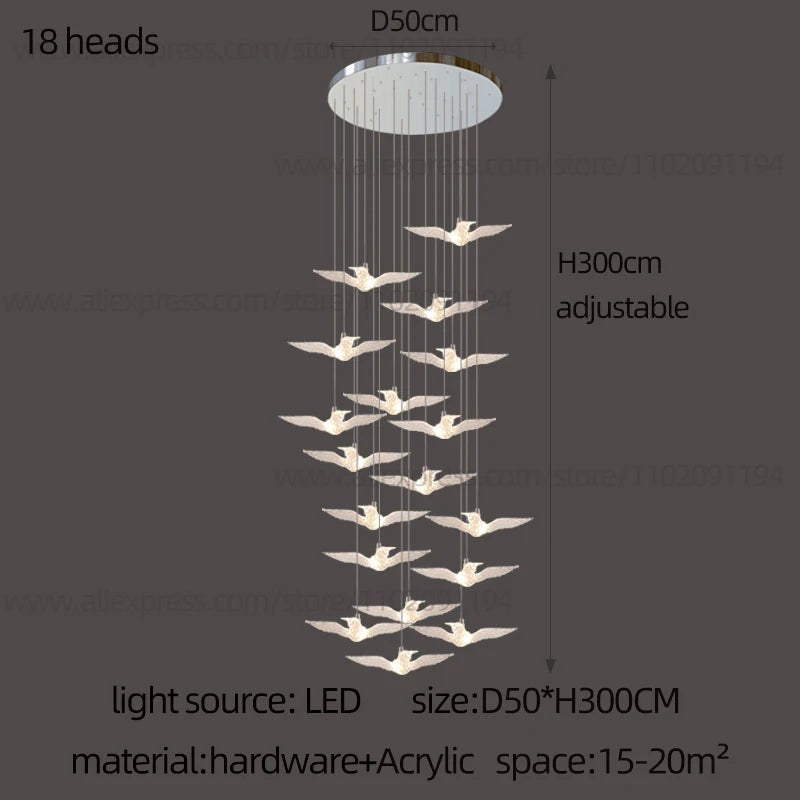 LED Bird Pendant Chandelier