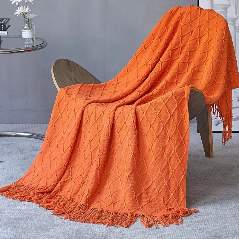 Oversized Boho Knit Throw Blanket