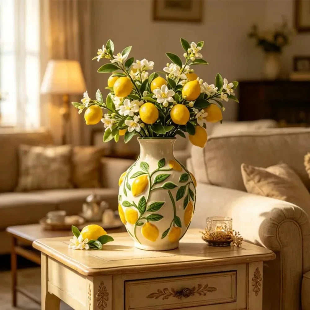 Elegant Ceramic Lemon Flower Vase