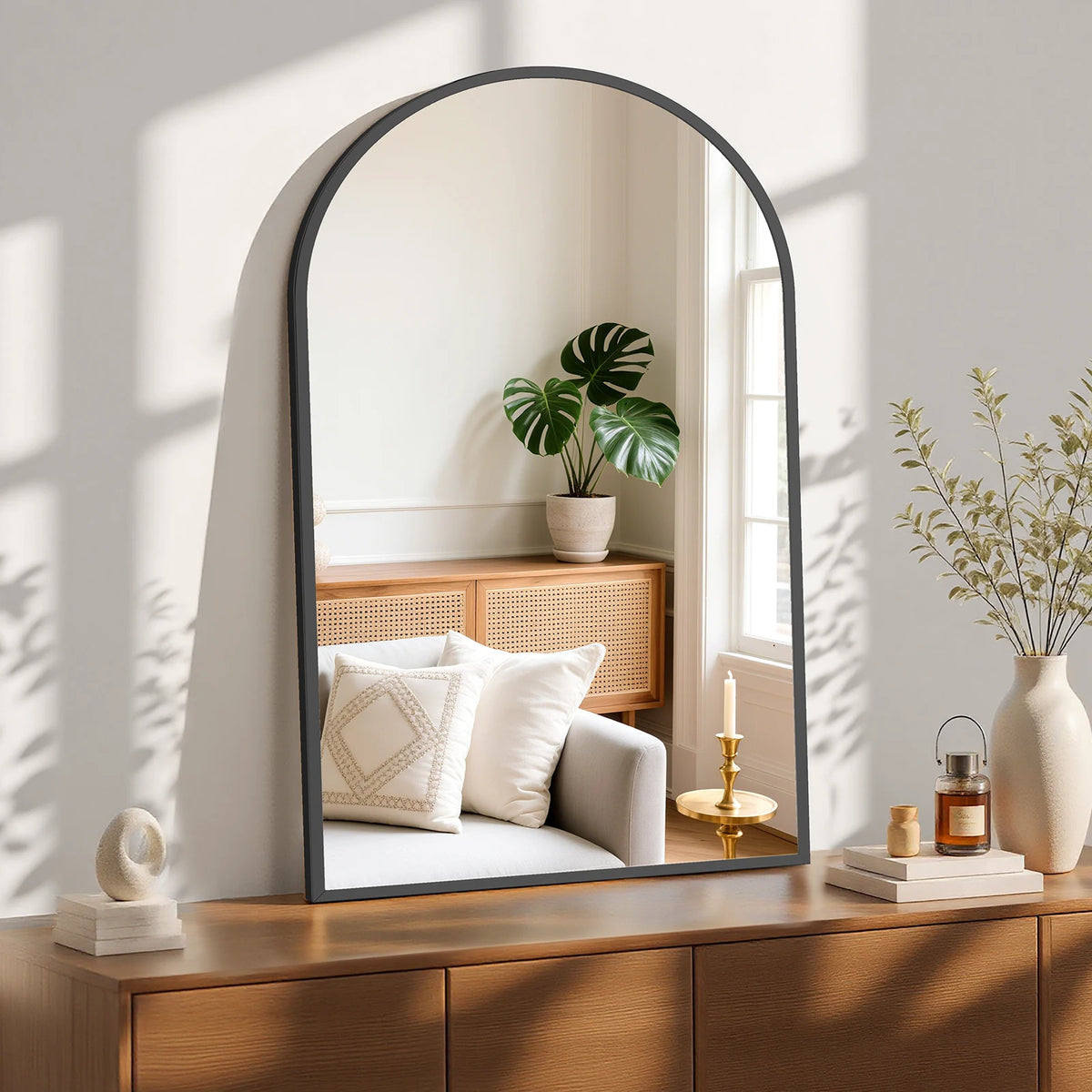 Sleek Arched Aluminum Mirror