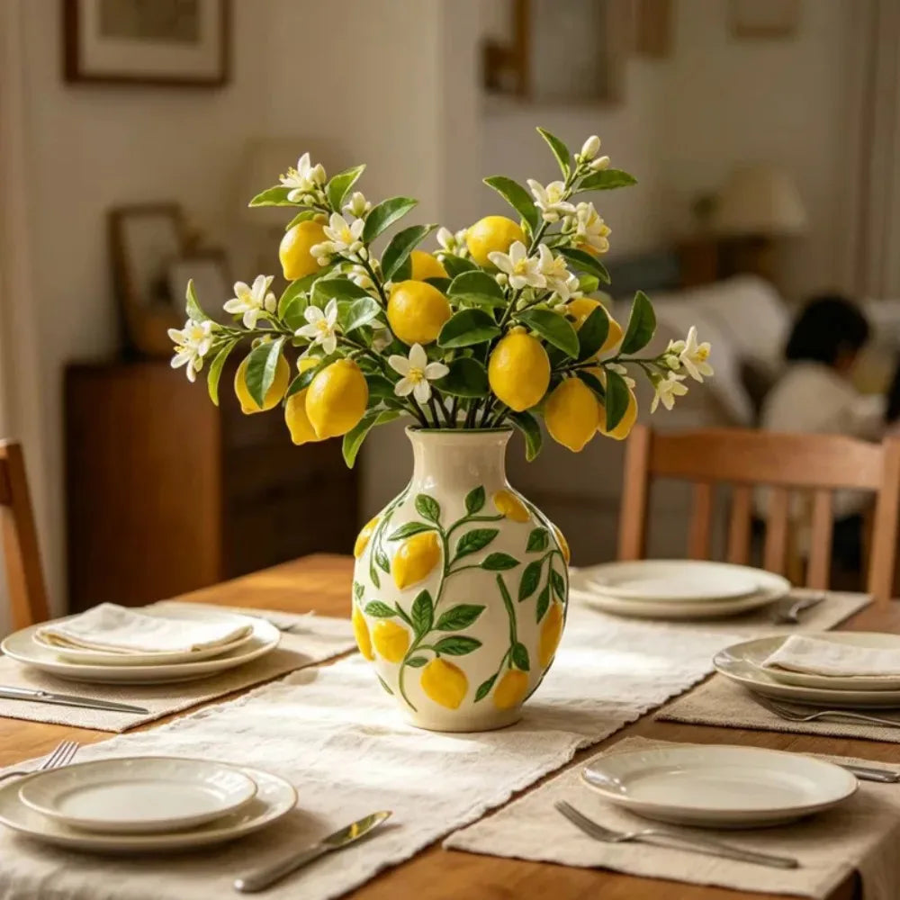 Elegant Ceramic Lemon Flower Vase
