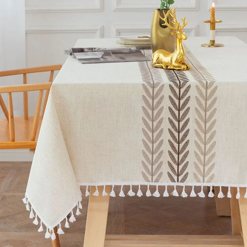 Embroidered Floral Waterproof Tablecloth
