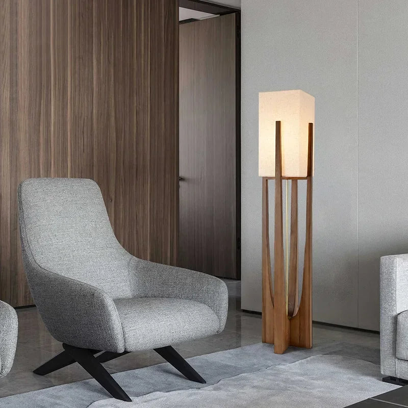 Japanese Vintage Wood Floor Lamp