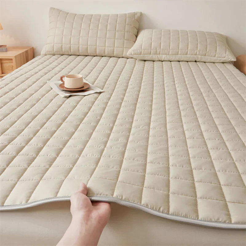 Solid Color Quilted Mattress Topper Pad
