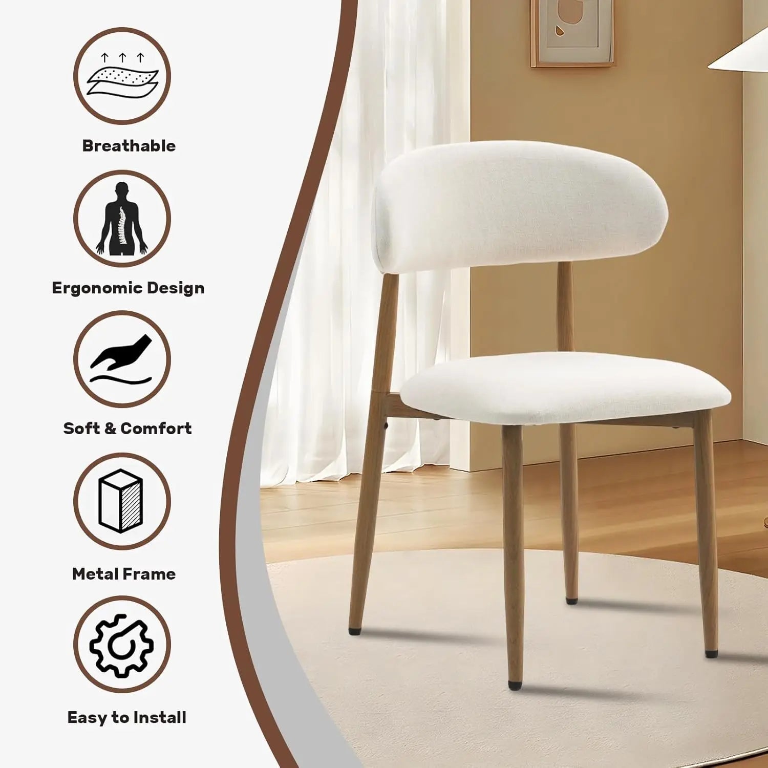 Modern Fabric Upholstered Dining Chairs