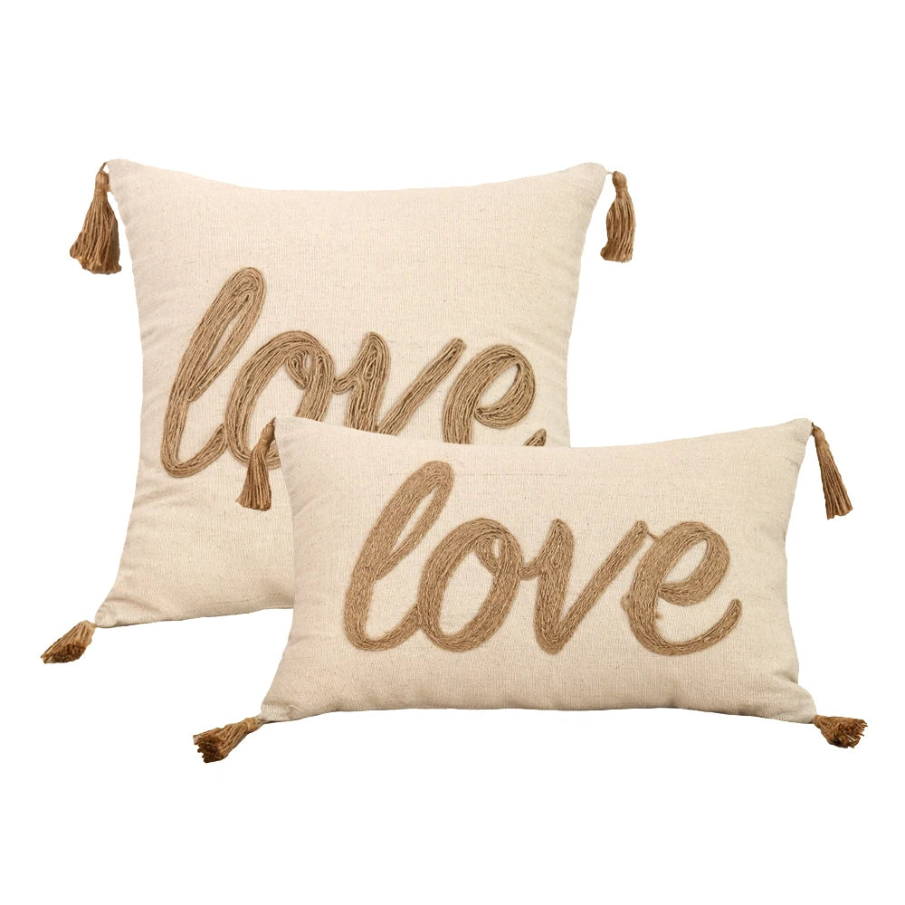 Boho Leaves Embroidered Pillowcase Cover