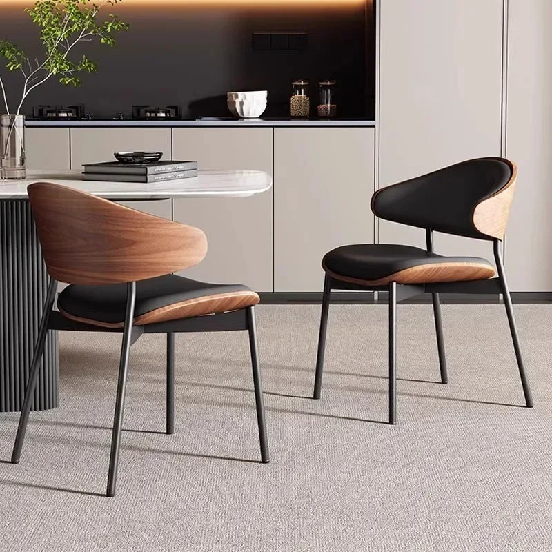 Genuine Leather Walnut Dining Chair