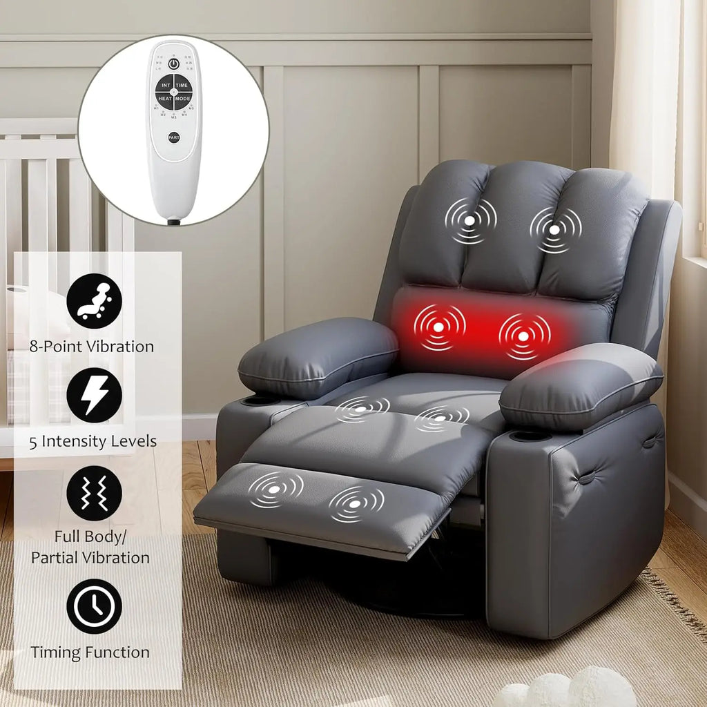 Heated Massage Swivel Recliner