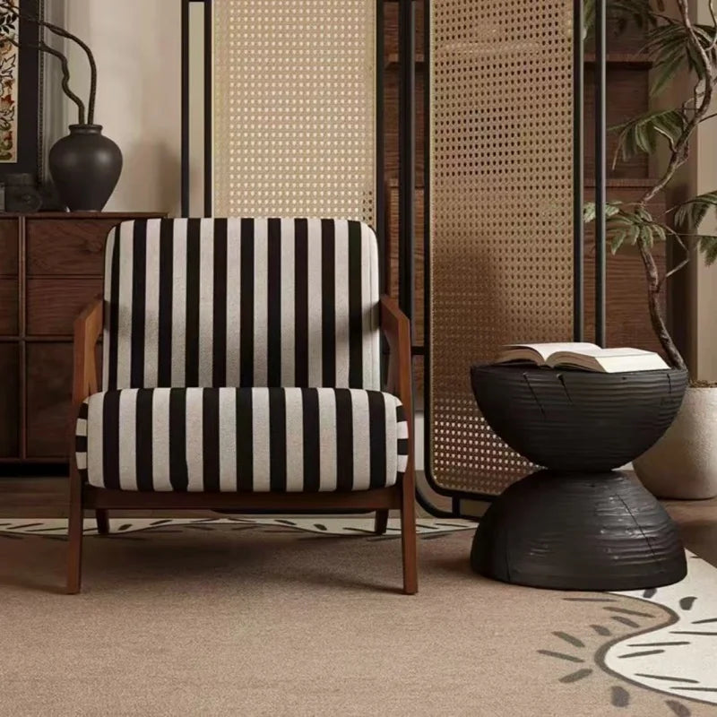Wooden Frame Fabric Lounge Chair