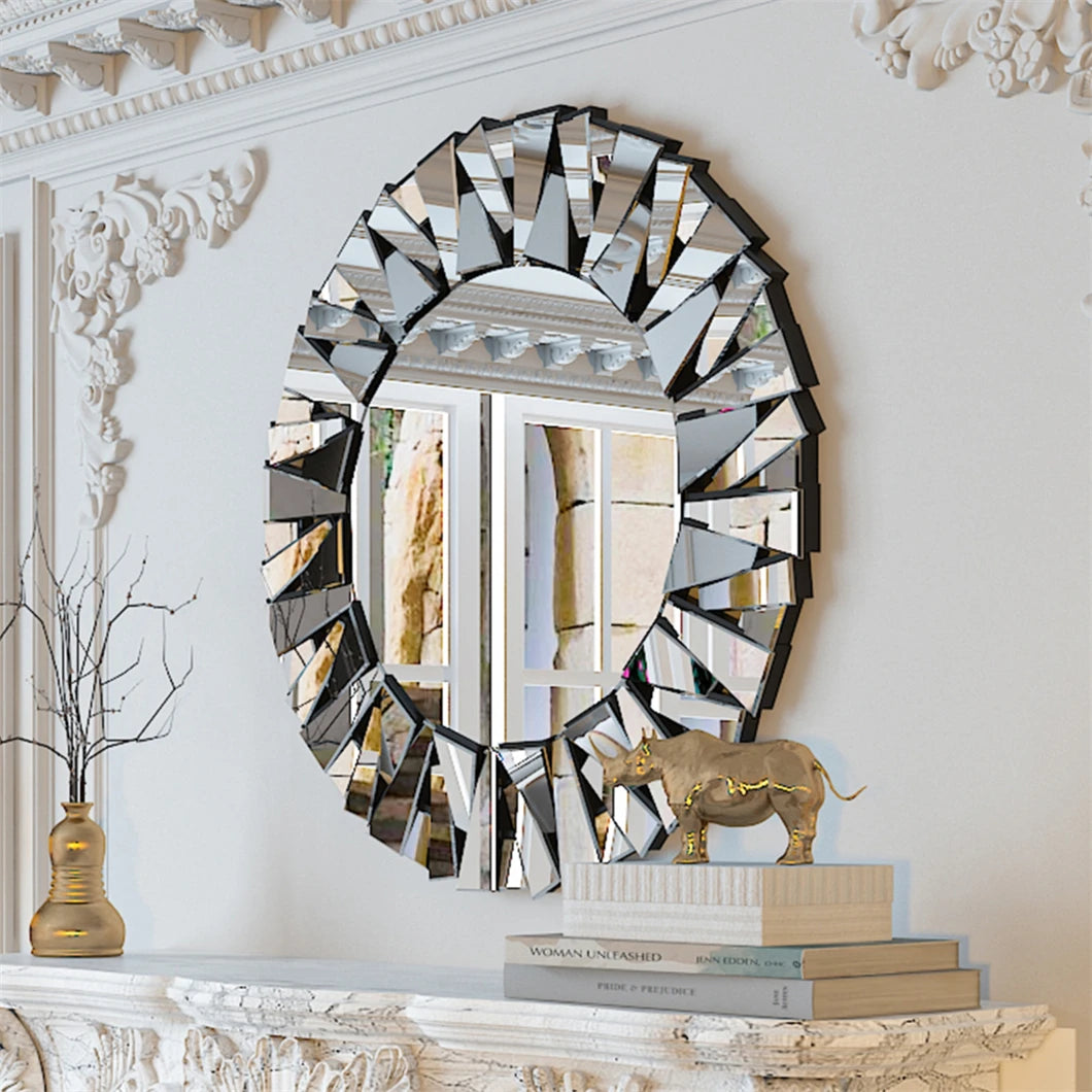 Large 79 cm Round Beveled Wall Mirror
