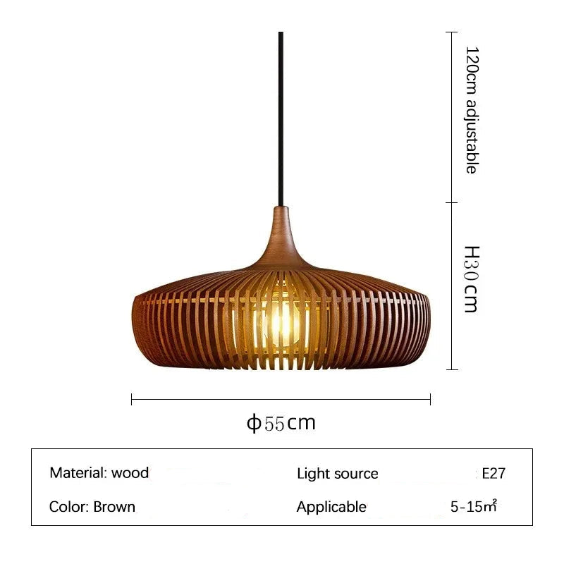 Wabi-Sabi Hollowed Wooden Pendant Light