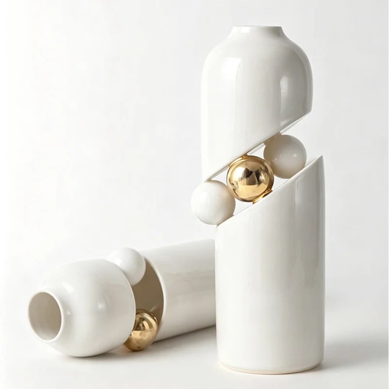 Luxury Electroplated Gold Ceramic Vase