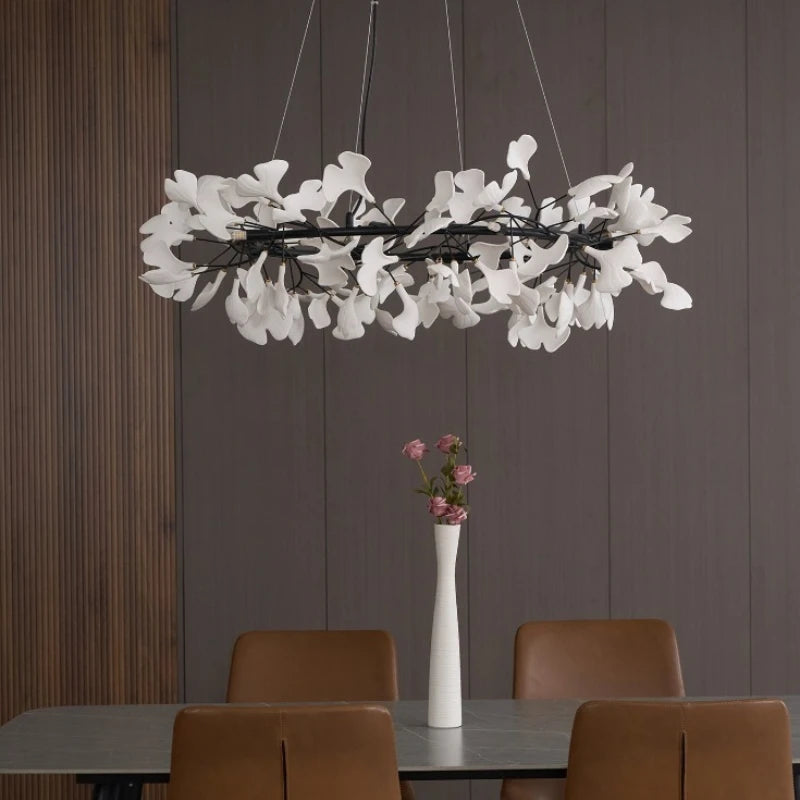 Ceramic Gingko Leaf Chandelier