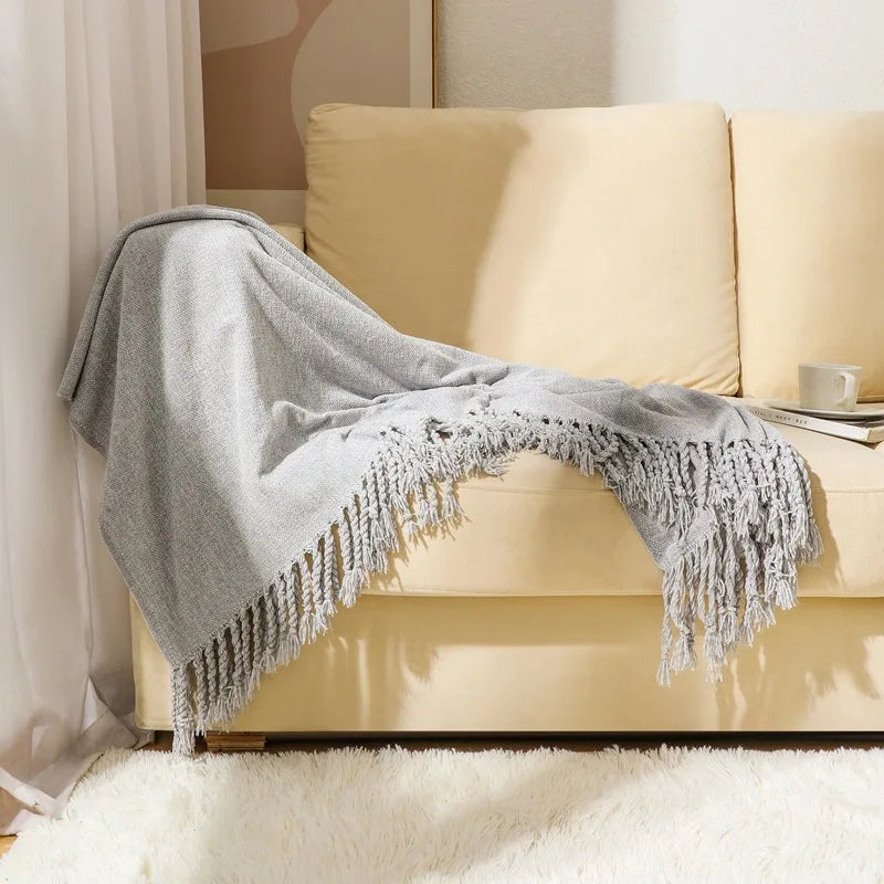Chenille Summer Knitted Throw Blanket