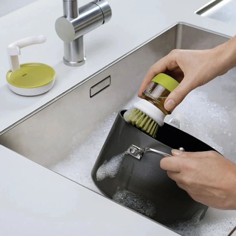 Ergonomic Soap-Dispensing Dish Brush