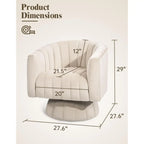 Beige Velvet Swivel Barrel Chair