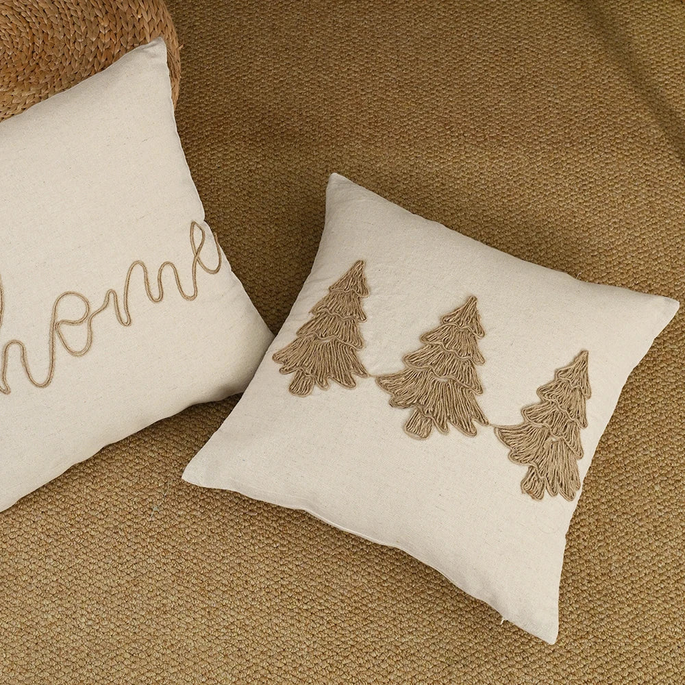 Boho Leaves Embroidered Pillowcase Cover