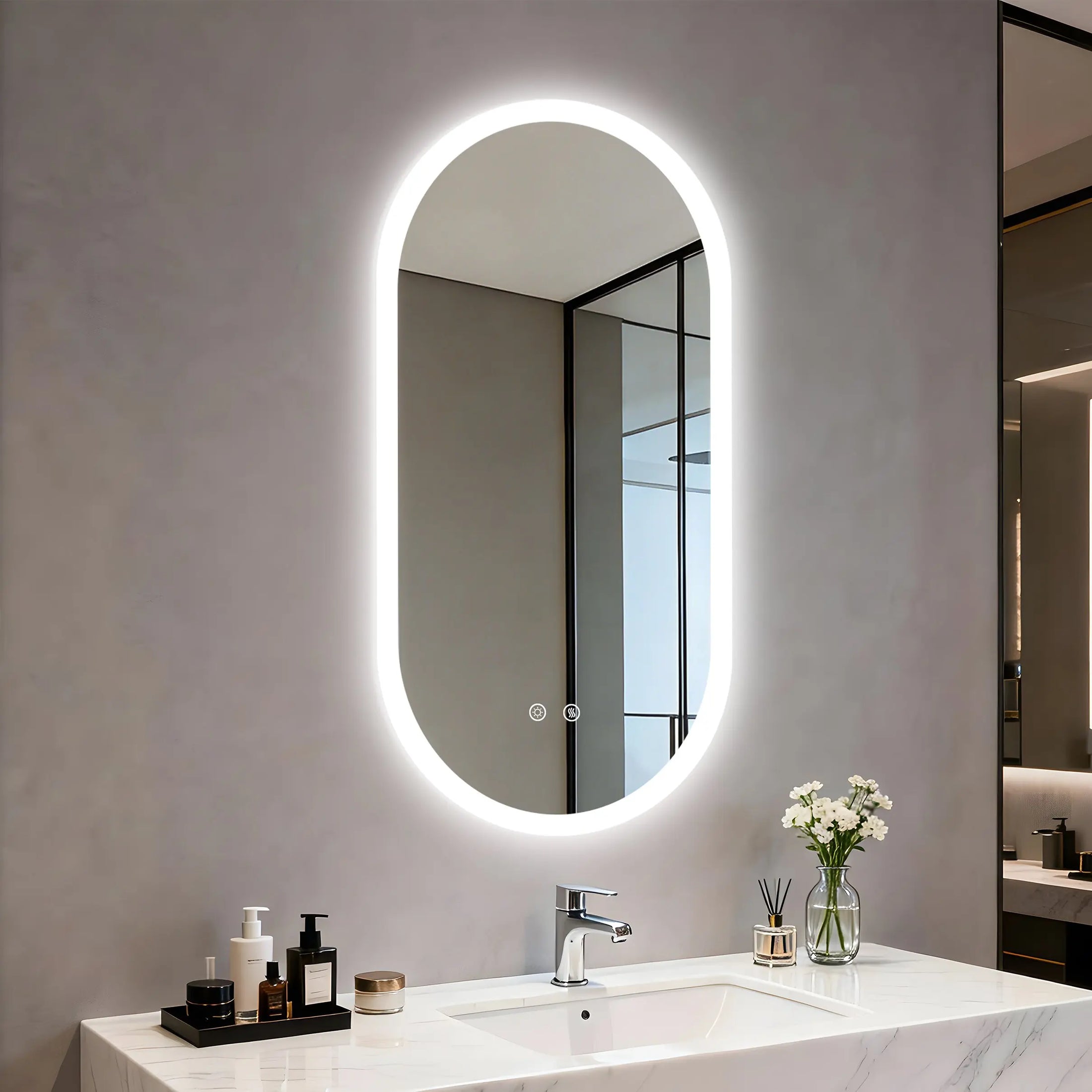 Smart Frameless Oval LED Bathroom Mirror