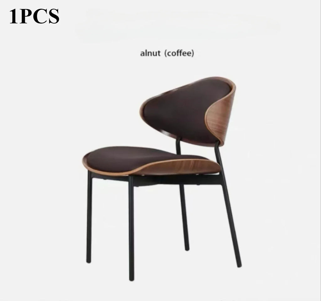 Genuine Leather Walnut Dining Chair