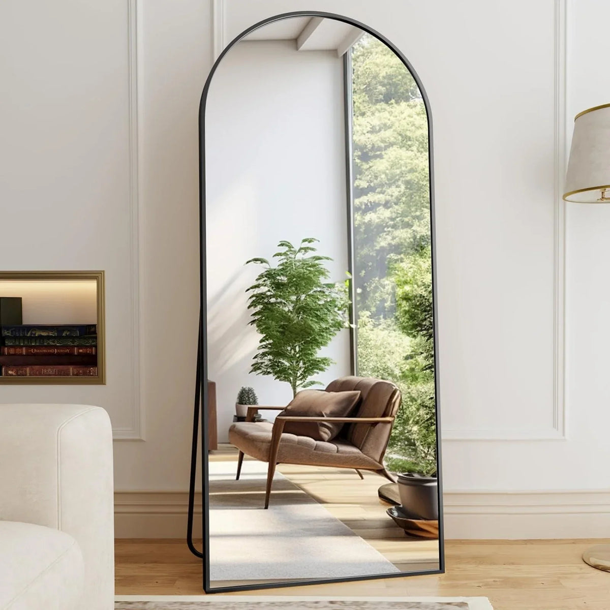 Black Arched Full-Length Floor Mirror