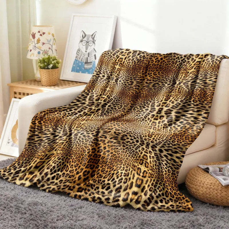 Soft Leopard Flannel Throw Blanket
