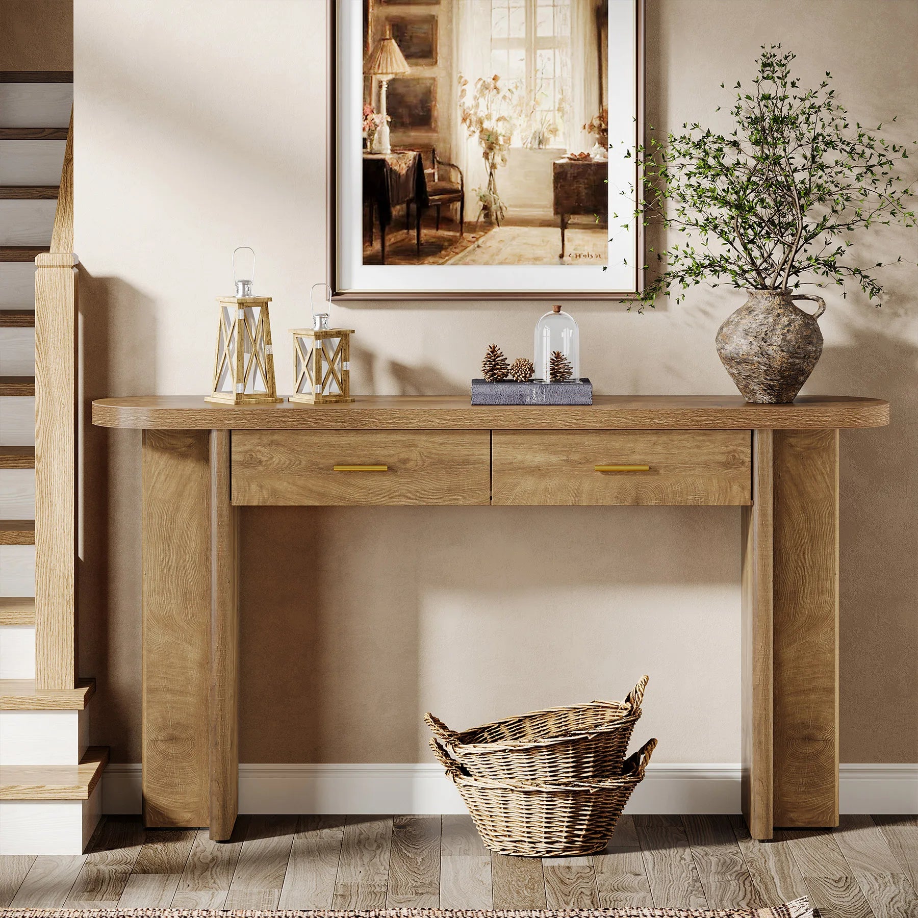Farmhouse Console Table With Drawers