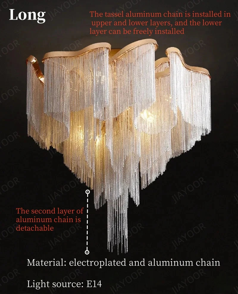 Luxury Tassel Chain Ceiling Chandelier