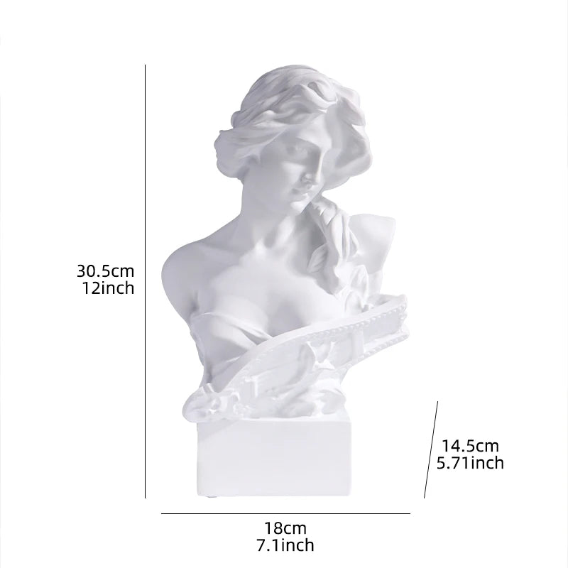 Pair of Classic Harp Lady Resin Figurines
