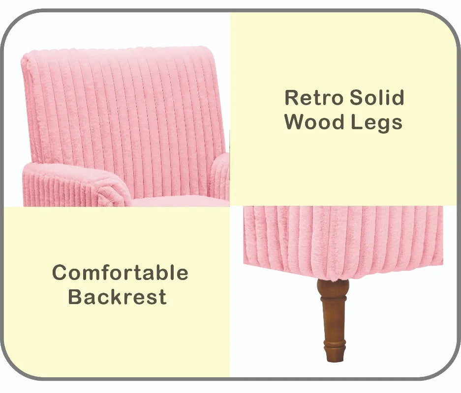 Pink Corduroy Modern Accent Chair