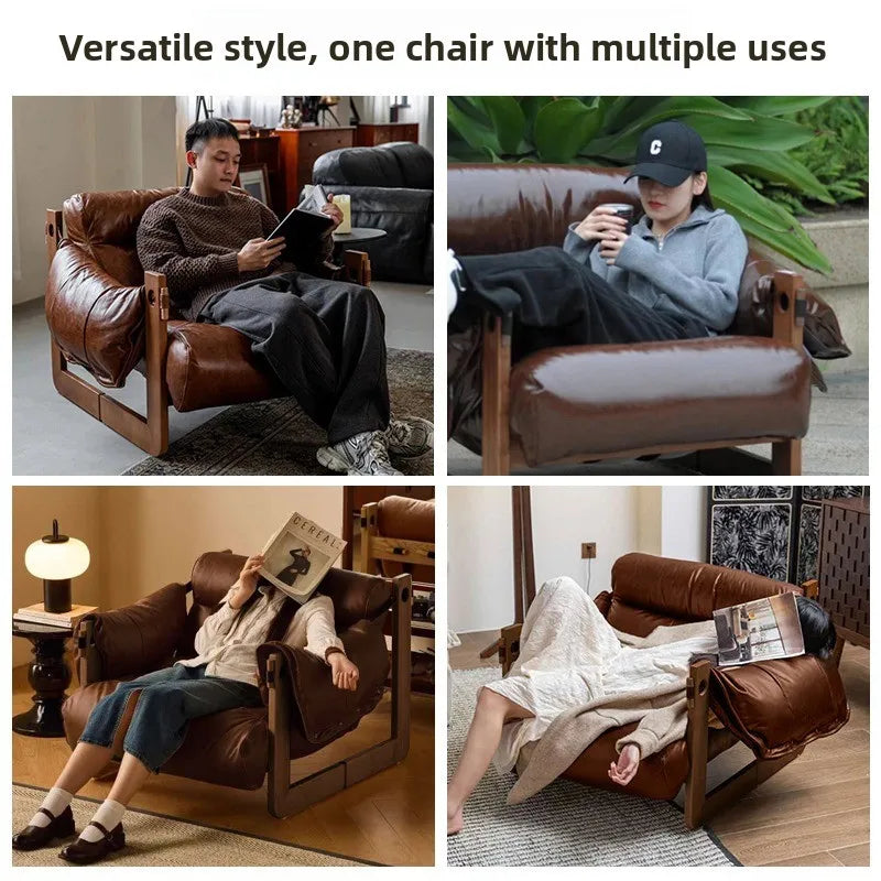 Italian Retro Faux Leather Armchair