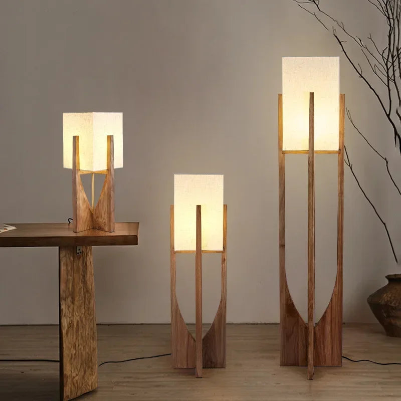 Japanese Vintage Wood Floor Lamp