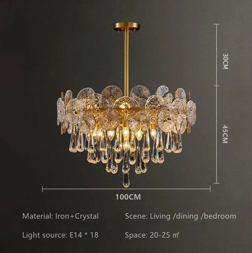 Luxury Crystal Lotus Pendant Light