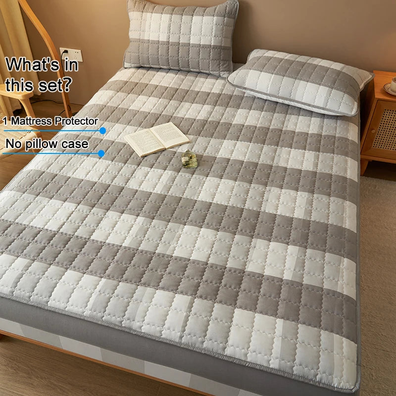 Premium Plaid Quilted Mattress Protector