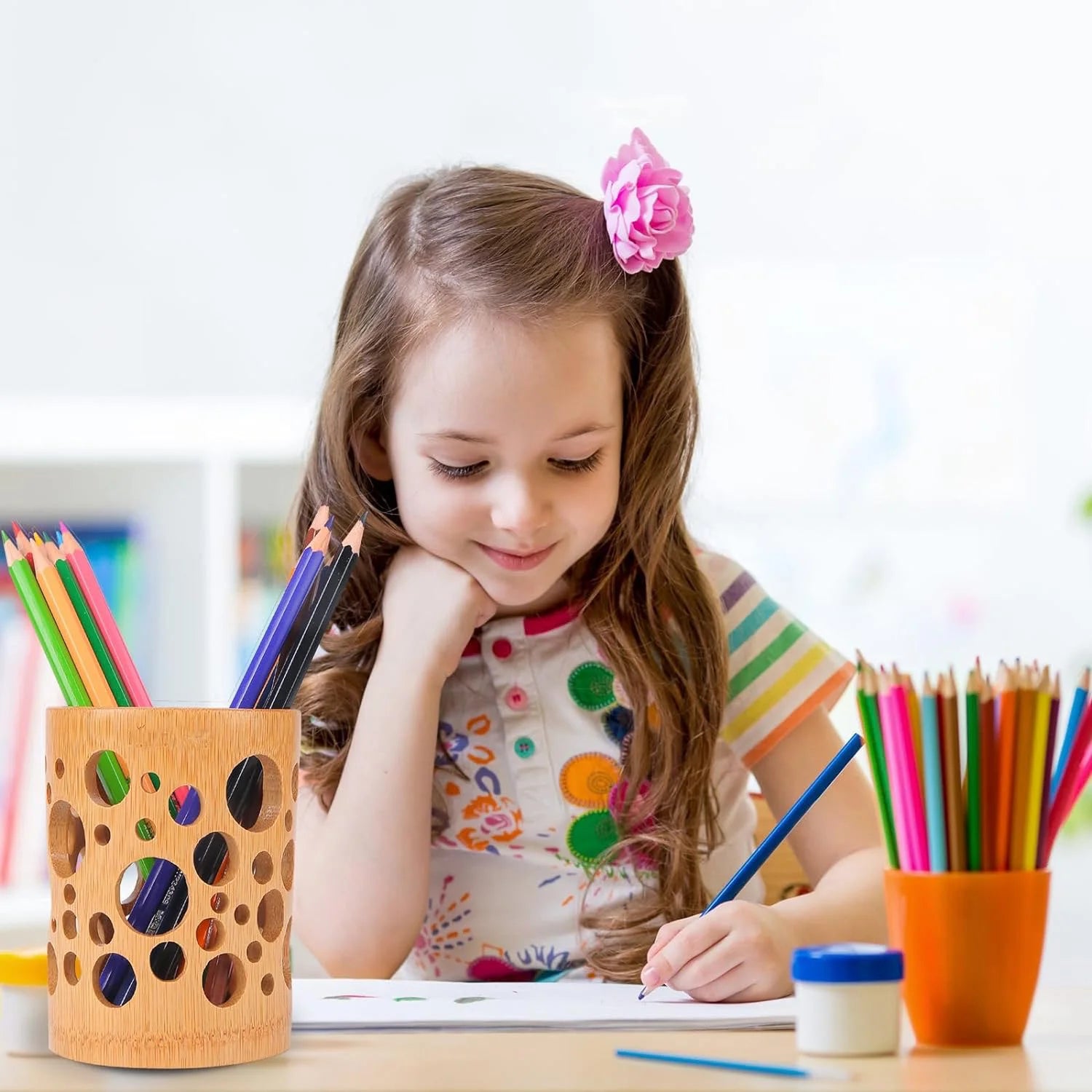 Bamboo Toothbrush Holder with Drainage