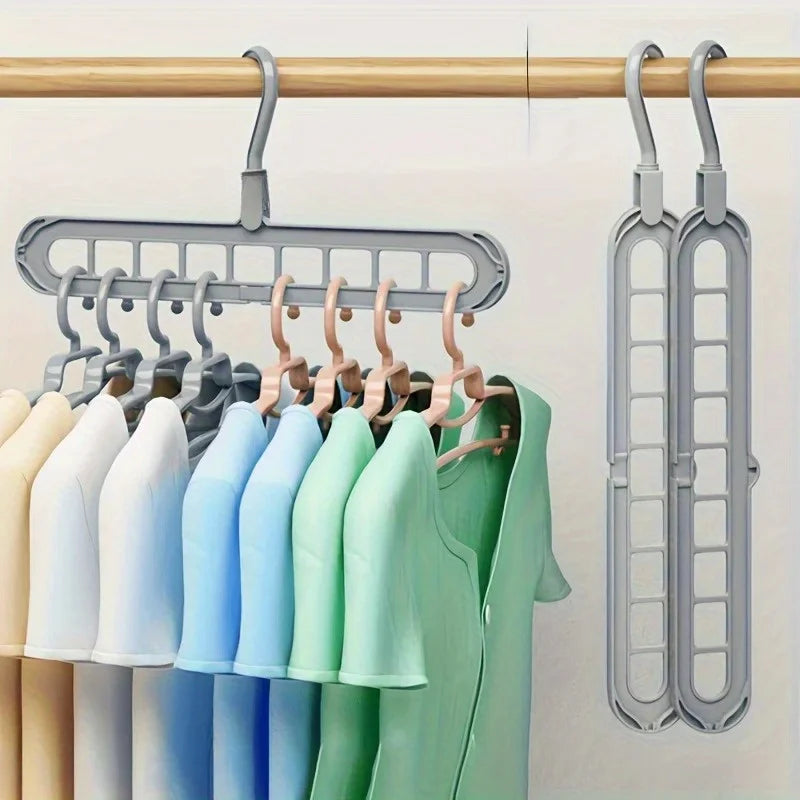 Space-Saving 9-Hole Clothes Hangers