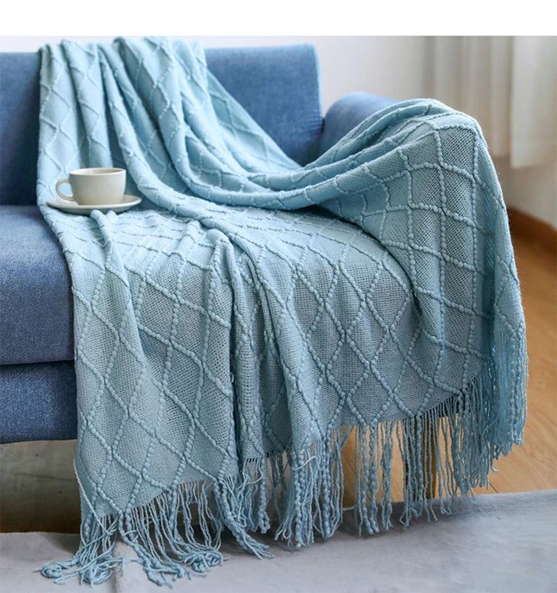 Oversized Boho Knit Throw Blanket