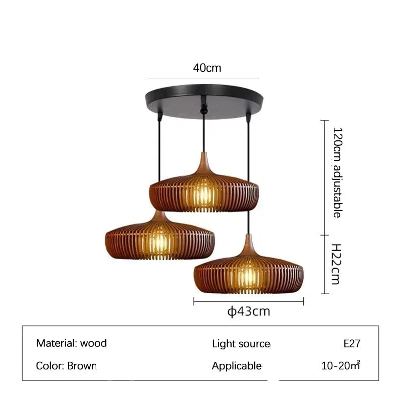 Wabi-Sabi Hollowed Wooden Pendant Light