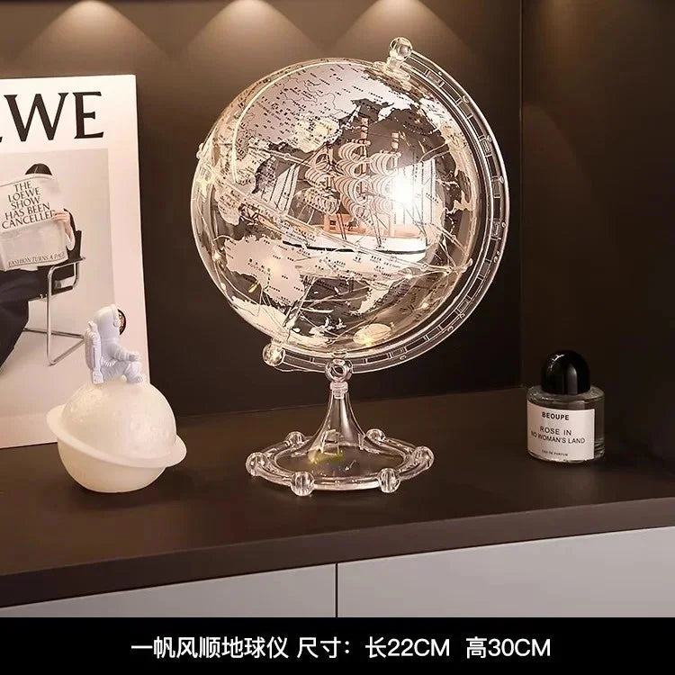 Luxury Modern Globe & Sailboat Metal Sculpture