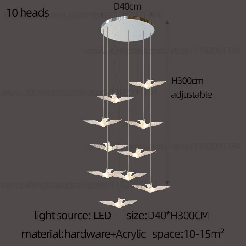 LED Bird Pendant Chandelier