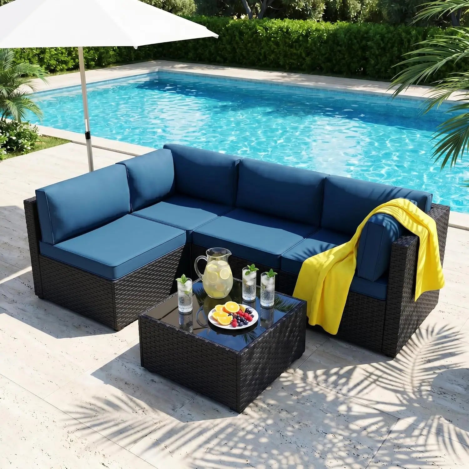 5-Piece Rattan Patio Furniture Set
