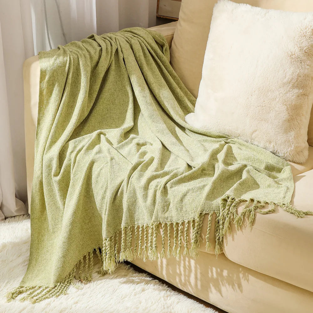 Chenille Summer Knitted Throw Blanket