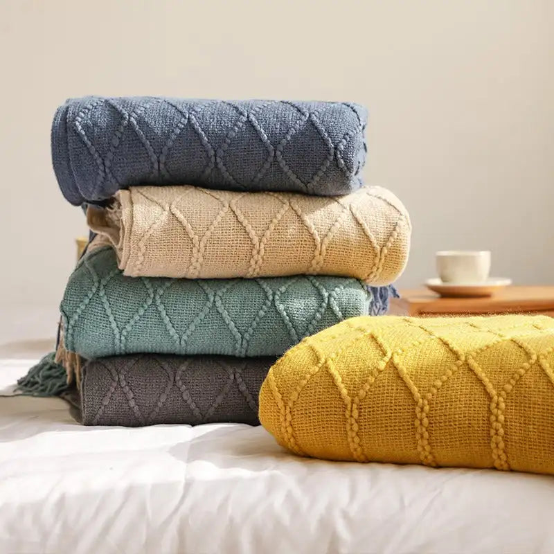 Oversized Boho Knit Throw Blanket