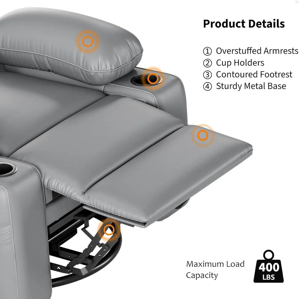 Heated Massage Swivel Recliner