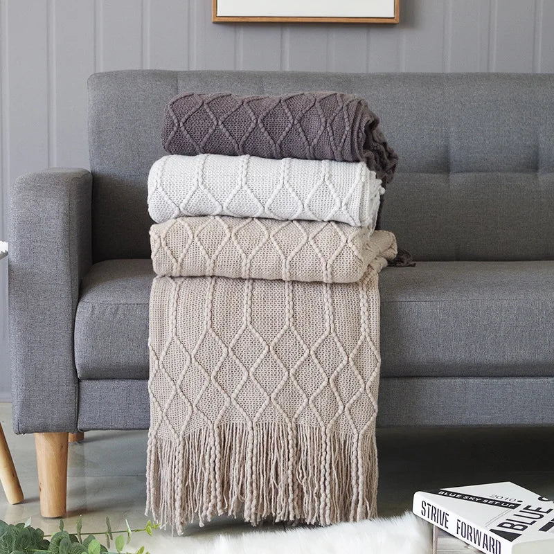 Oversized Boho Knit Throw Blanket
