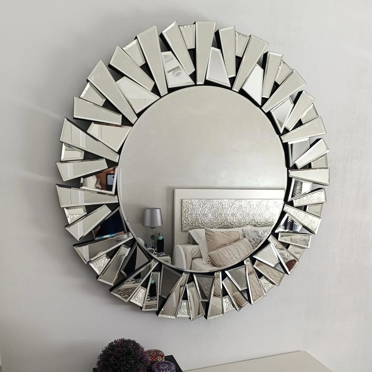 Large 79 cm Round Beveled Wall Mirror