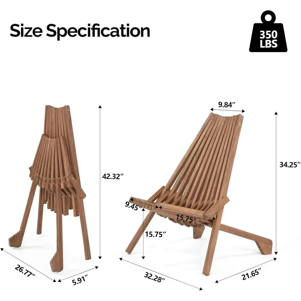 Acacia Wood Folding Adirondack Chairs