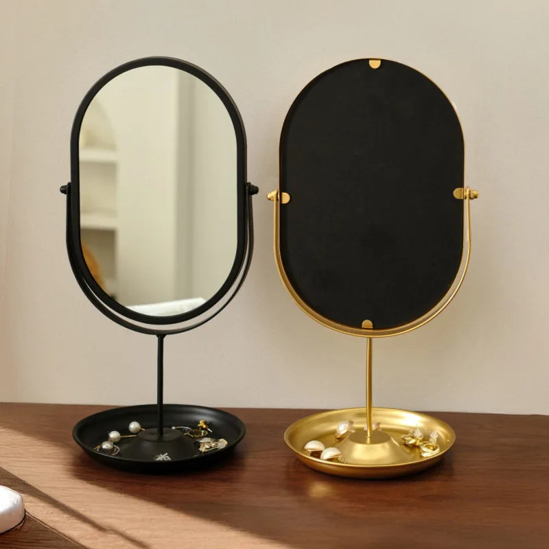 Light-Luxury Oval Wrought-Iron Vanity Mirror